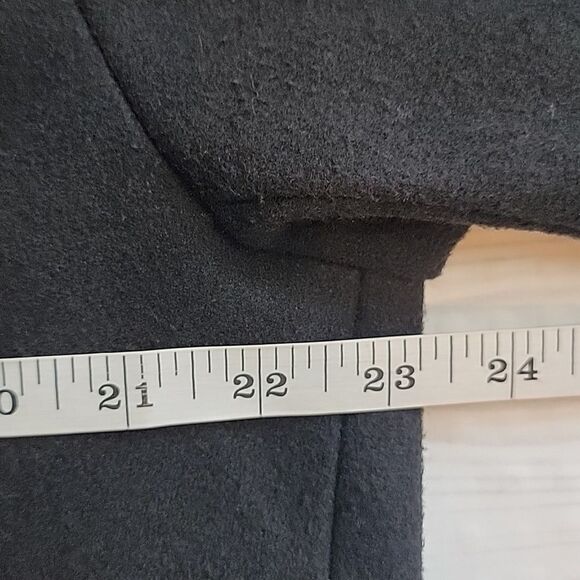 H&M classic style longcoat in black wool blend peacoat Women's Size L - Picture 10 of 11